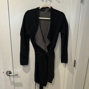 Black Knit Cardigan with Tie Belt